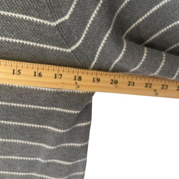 GAP Women Medium Grey Merino Wool Blend V Neck Striped Long Sleeve Sweater - Picture 7 of 8